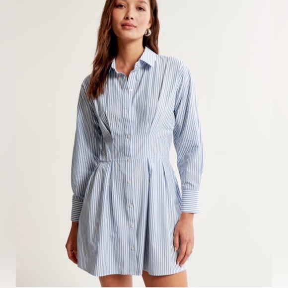 Abercrombie & Fitch Dresses & Skirts - Abercrombie & Fitch Striped Pleated Button-Down Shirt Dress Size XL